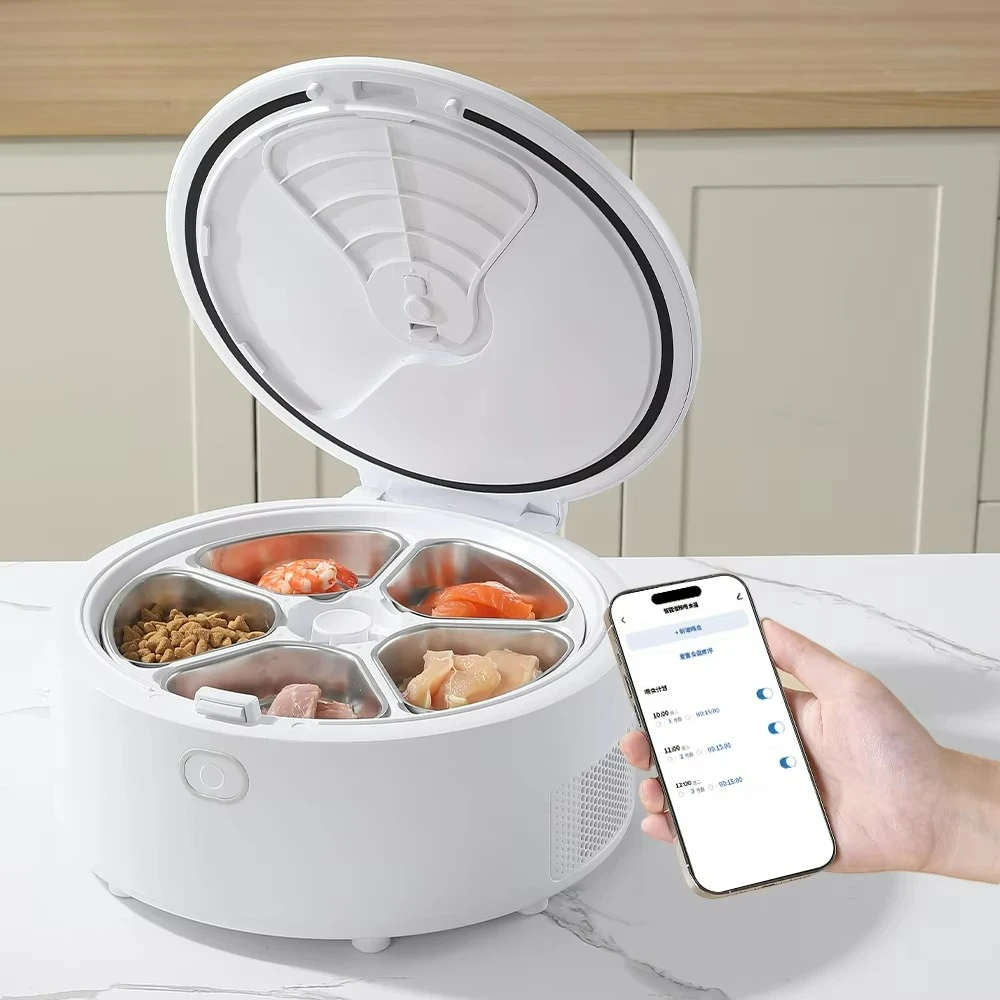 

Manufacturer Wholesale Fresh Keeping Automatic Wet Food Pet Feeder with Cooling & Heating Functions Smart Timer Control
