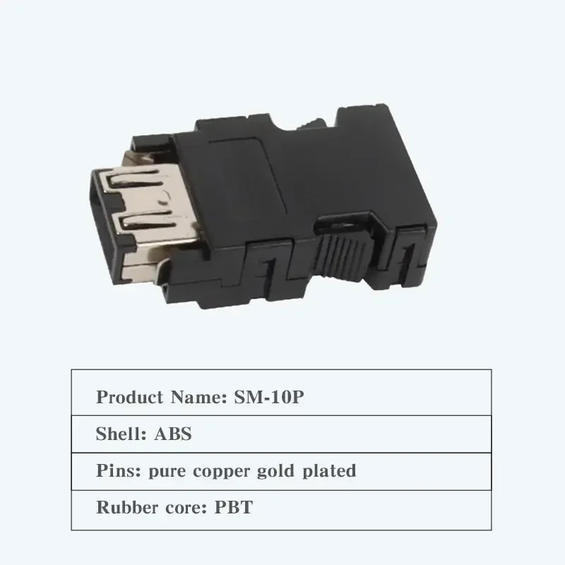 1pc SM-10P Encoder Cable Connector V80 X2MR-JEJ3J4 Servo Drive CN2 Plug Industrial Grade 10 Pin Soldering Wire Adapter