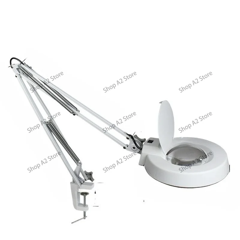 HD Square Clamp Desktop Lighting Magnifier with Light LED Reading Repair