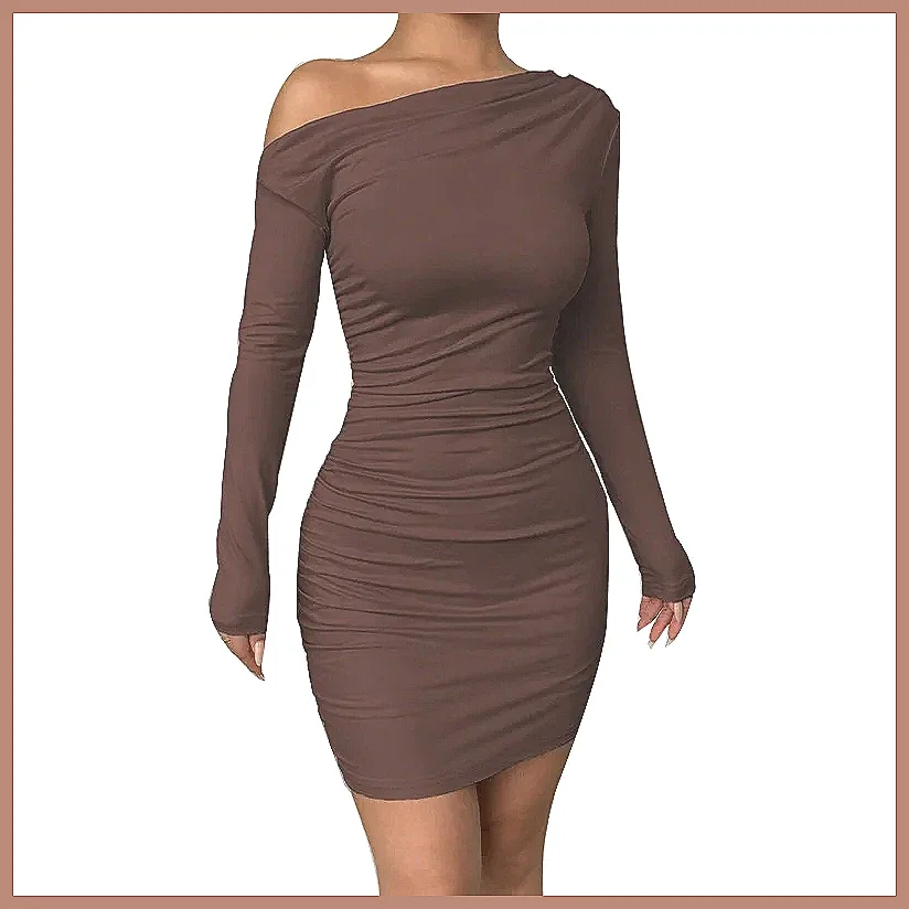 Elegante Abito da Sera Mini Bodycon da Donna per Feste Autunno 2025 a Maniche Lunghe (78)