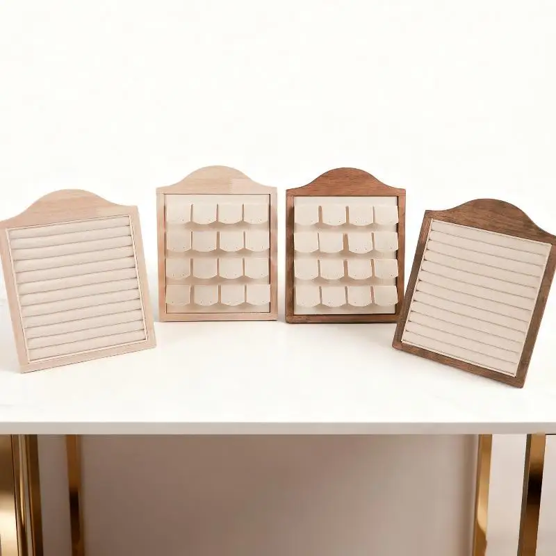 1 Stück Holzständer für Ohrringe, Ringe, Fotorahmen, Schmuck-Displayständer, Schmuckhalter, Samt-Schmuckablage, Ladentheken-Requisiten zur Präsentation – Detail 3