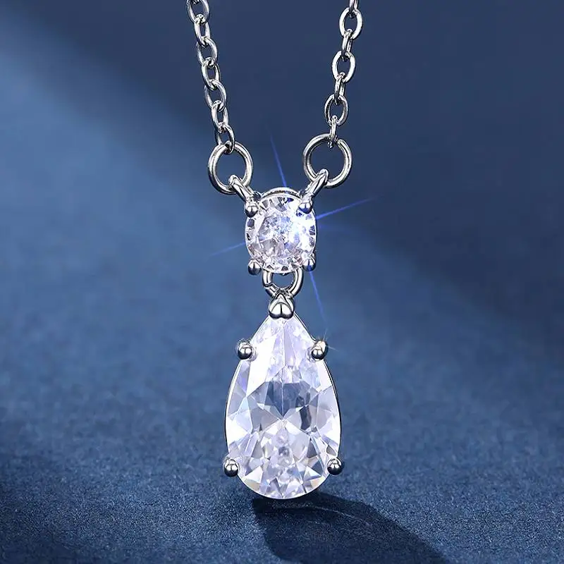 Huitan Damen-Halskette im frischen Stil, trendige Hochzeit, Verlobung, Party-Accessoires, glänzende Birne, CZ, Jahrestag, vielseitiger Schmuck, Geschenk