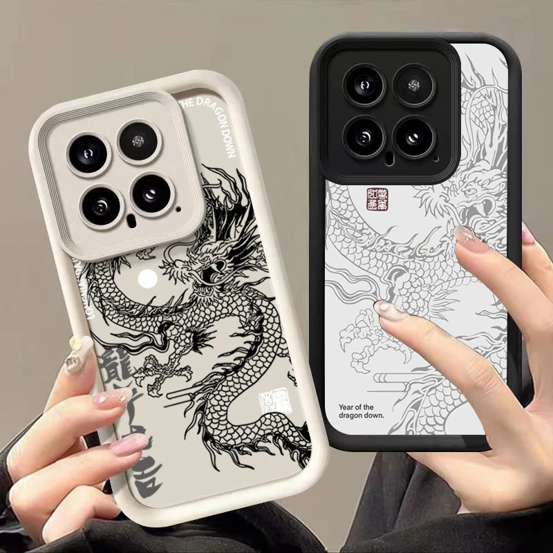 Luxury Dragon Totem Phone Case for Xiaomi Mi 13T 12T Pro 5G 12 11 Lite 14 13 Pro Poco F5 X5 X3 X6 F6 M6 Pro 4G Soft Matte Cover