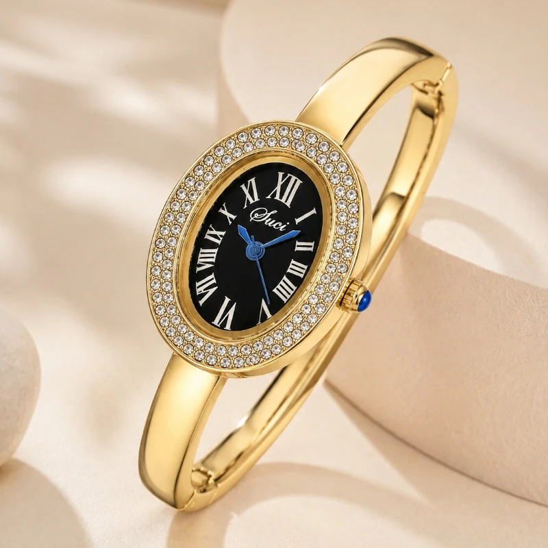 Top Brand Women Watch Niche Oval Bracelet Watch High-end Luxury Diamond Ladies Quartz Wristwatches Fashion Elegant Female Clock