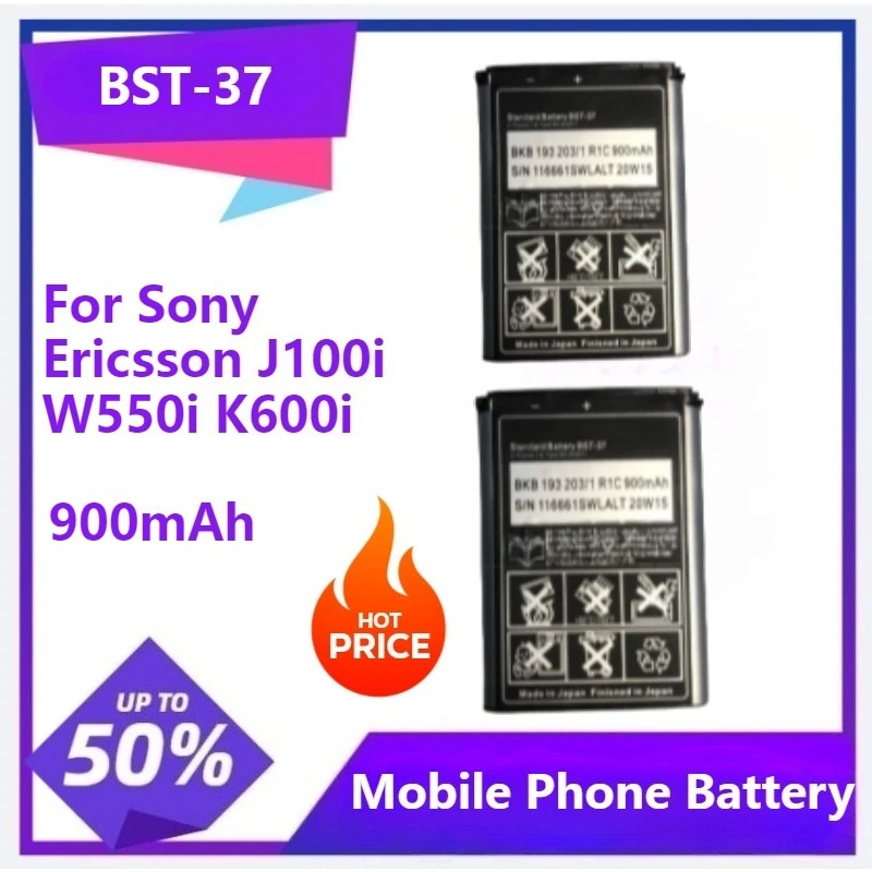 

BST-37 Battery For Sony Ericsson J100i W550i K600i K758i Z300i W710i J220c K200c 900mAh