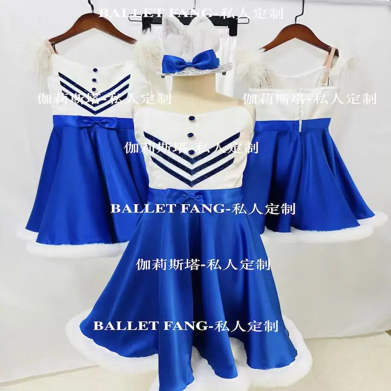 Rabbit drummer Variations ballet dress Private custom color blue fur skirt Rabbit hat pants set of 4 pieces