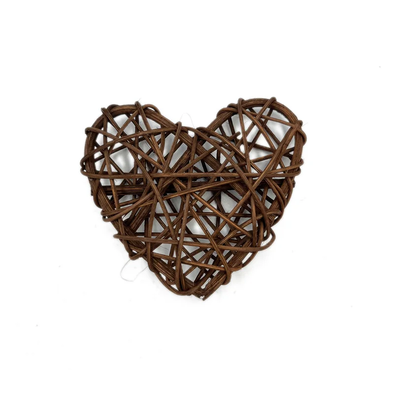 10pcs 5cm Wicker Rattan Balls Decoration Heart Shaped Wicker Balls for House Ornament DIY Vase Filler Garden Wedding Party