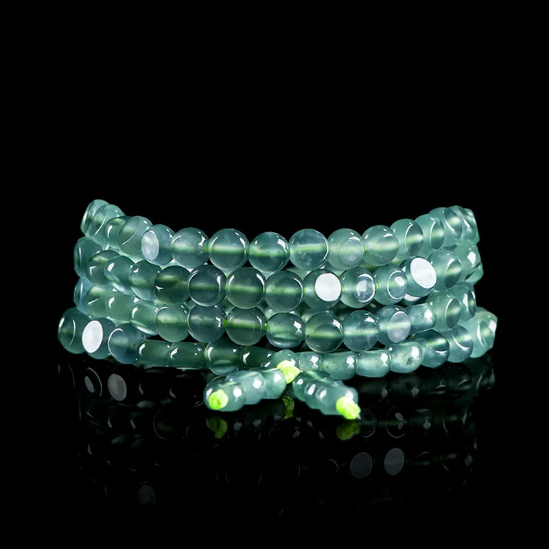 Unisex 6mm Natural Blue Jade Gemstone Bracelet Trendy Yoga Health Relief Mala Women's Energy Prayer Jewelry