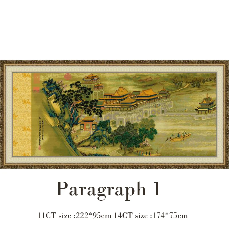 Complete Version Riverside Scene at Qingming Festival Cross Stitch Set Chinese Classic Picture Canvas Needlework Embroidery Set