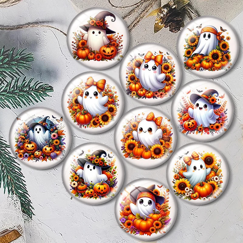 

Halloween Ghost 12mm/18mm/20mm/25mm Round Photo glass cabochon demo flat back Making findings for jewelry