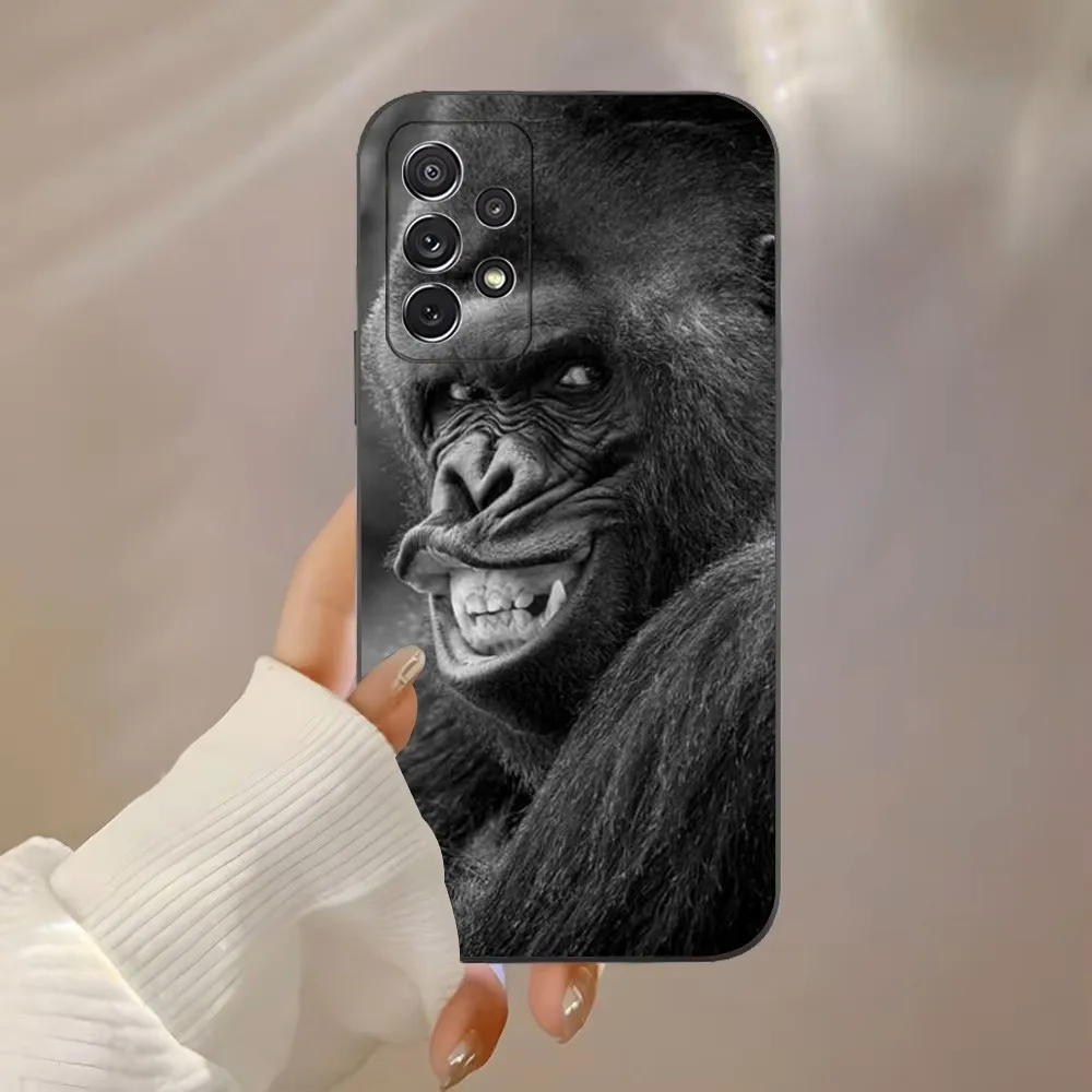 Monkey Sipping baboon Phone Case For Samsung Galaxy A91,A80,A73,A72 ,A71,A53A52,A32 ,A31A22,A21s,A20,Black Cover