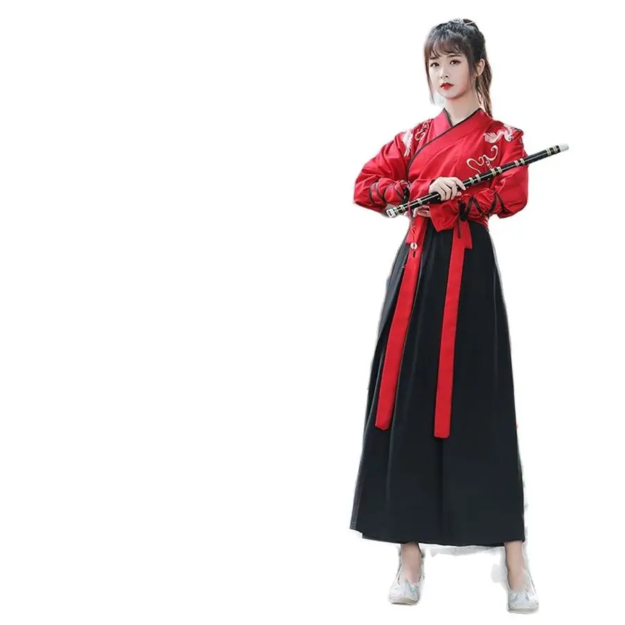 Hanfu التقليدية تانغ سلالة الدعاوى القديمة النساء الجنية ازياء تأثيري فستان الرقص الشعبي الصيني أداء القماش