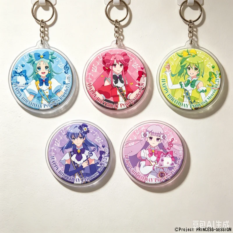 Llavero colgante de acrílico de 15 cm de Princession Orchestra con personajes de Princesa Zeal, Princesa Viola y Princesa Ripple, decoraciones para bolsos, regalo para festivales
