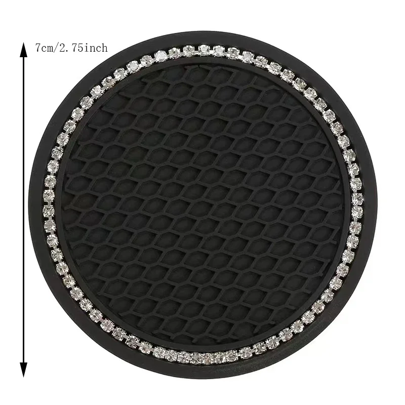Cute Black Crystal Car PVC Mat Multifunctional Anti-Slip Universal Non-Slip Coasters Practical Vehicle Interior Accessories