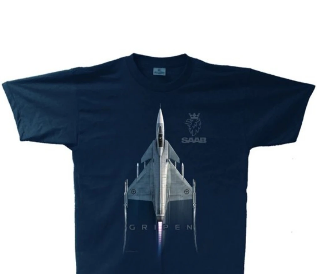 

Футболка Saab JAS 39, истребитель Gripen, 100% хлопок, с круглым вырезом и коротким рукавом, летняя повседневная мужская футболка, размер S-3XL