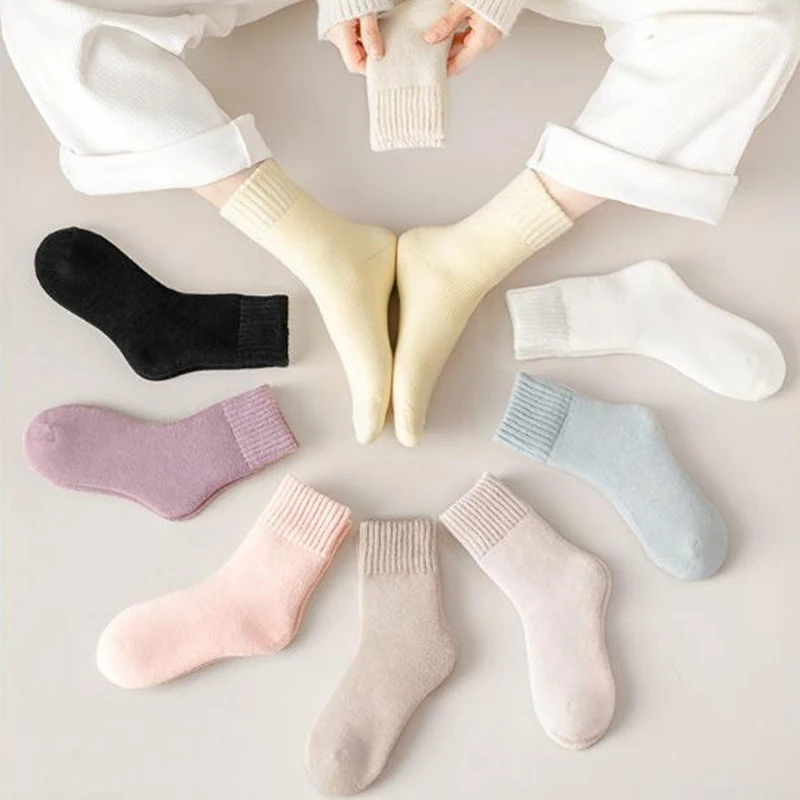 3 أزواج من الجوارب النسائية الدافئة الكشمير بعد الولادة 2025 الشتاء الراحة قصيرة أفخم النساء الحوامل الجوارب الصوف السميك جوارب القطن #5