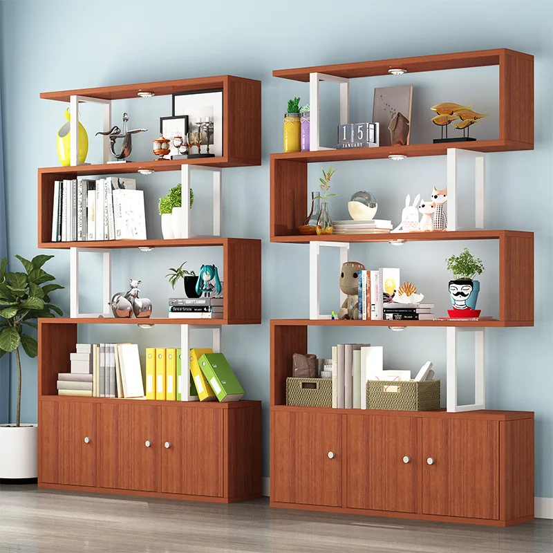 Customized. Customized Steel Wood Storage Rack Multi-Layer Bookshelf Partition Locker Display Storage Cabinet with Light Office