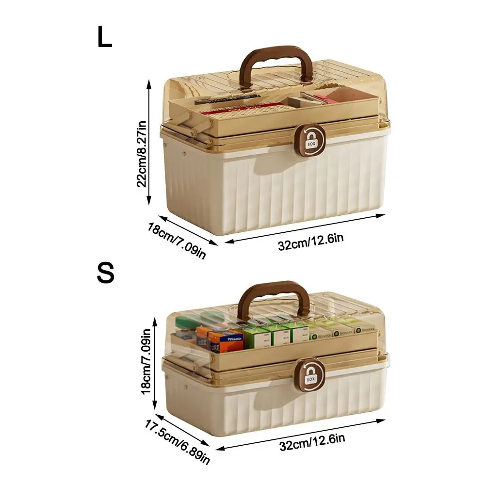 Scatola per medicinali di grande capacità scatola per la conservazione della casa cosmetica multistrato con manico strumento per contenitore da