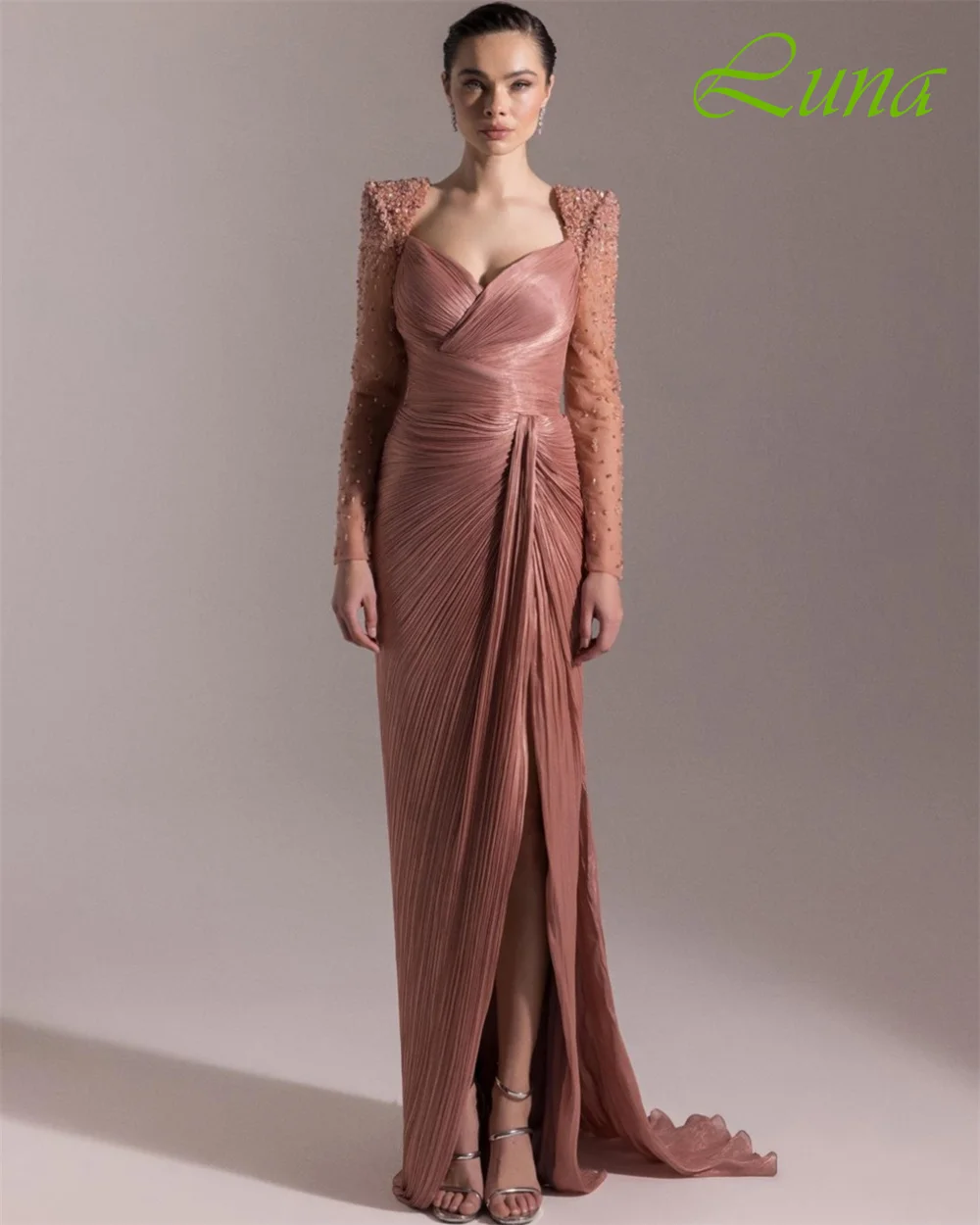 Customized Exquisite Cap Sleeve Sleeveless Evening Dress High Quality Chiffon Prom Dresses Temperament Crystal Party Gowns image 3