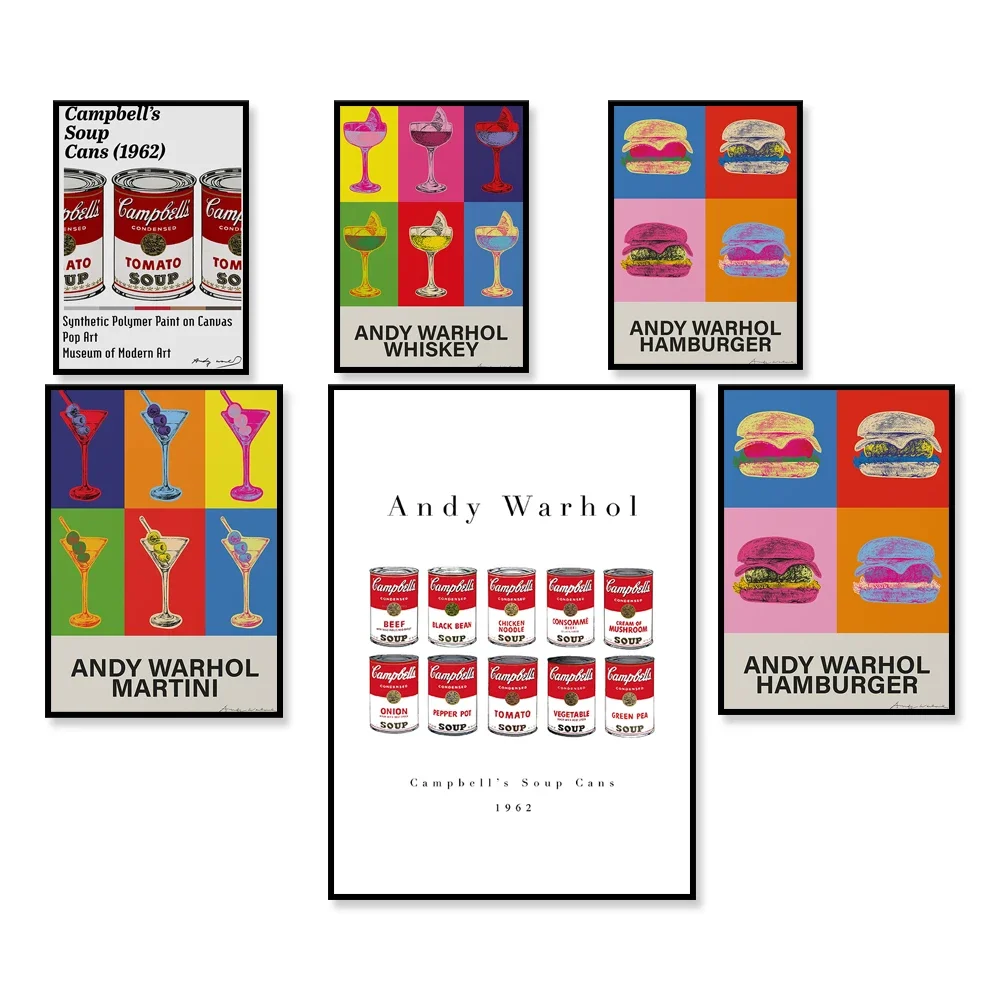 Andy Warhol Prints, Bananas, Martini, Burgers, Andy Warhol Campbell's Soup Can Poster, Pop Art Museum Poster