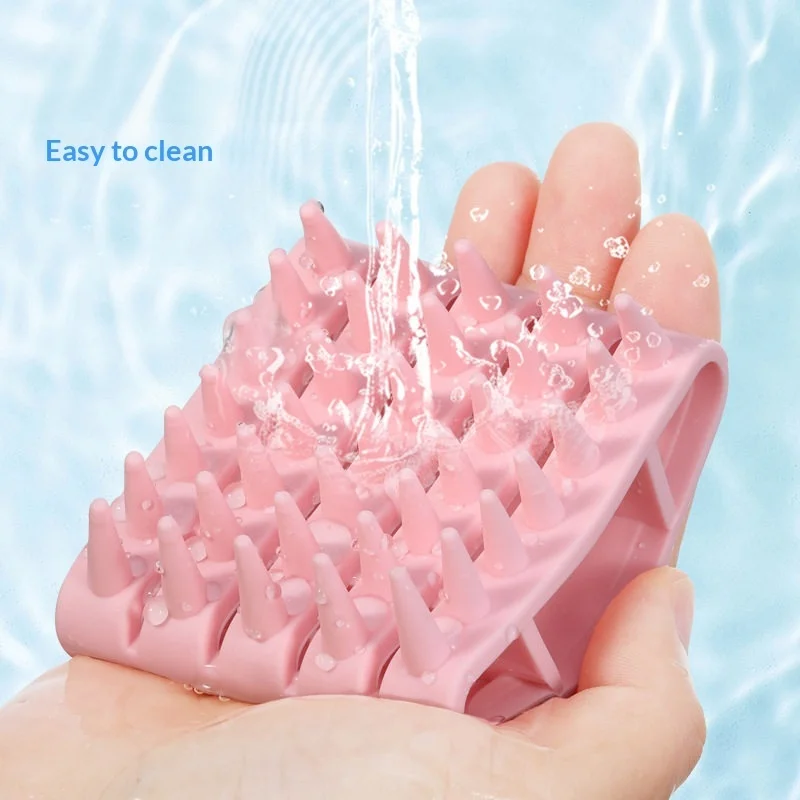 Silicone Scalp Massage Shampoo Brush, Soft Hair Washing Comb, Shower Scrubber for Head Care Bathroom Beauty Tool