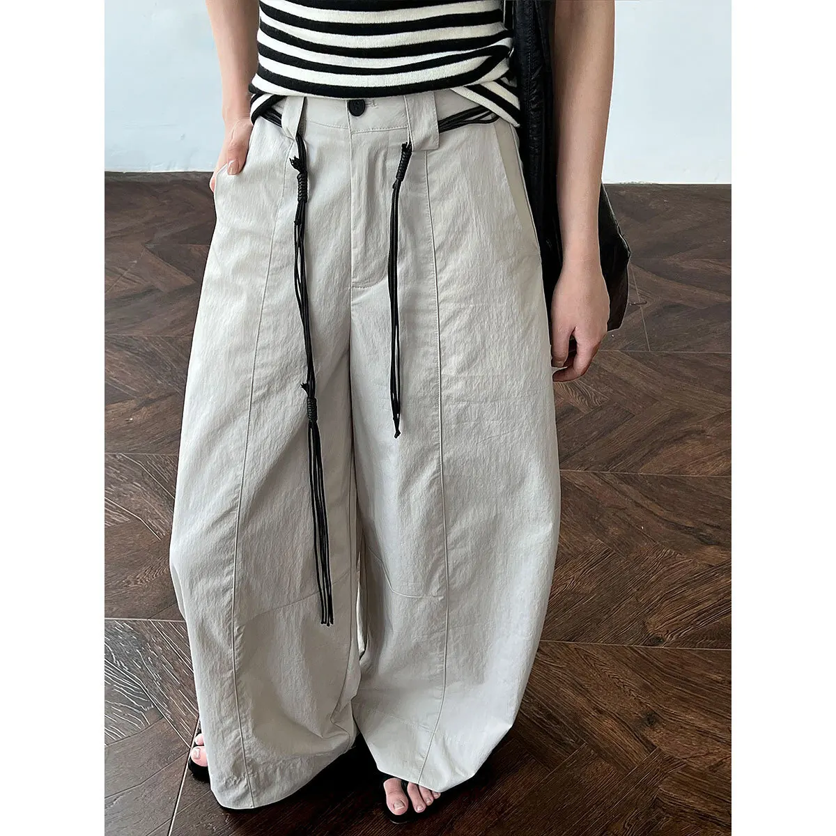 

Tie Waist Slimming Casual Wide Leg Pants For Women Summer Cover-up Pants