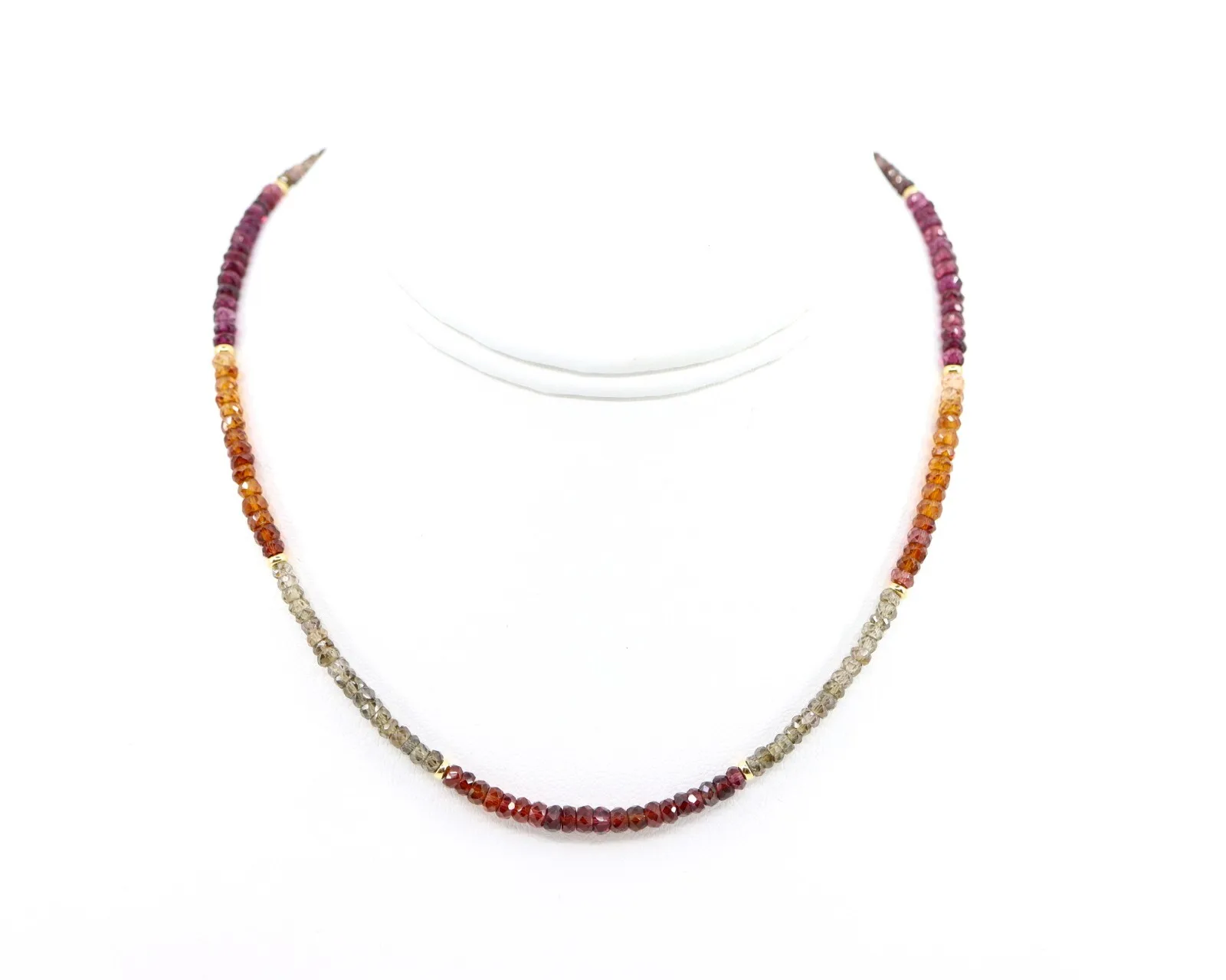 

3.5-4mm Faceted Purple Green Cognac Sapphire Beaded Gemstone 16" Necklace