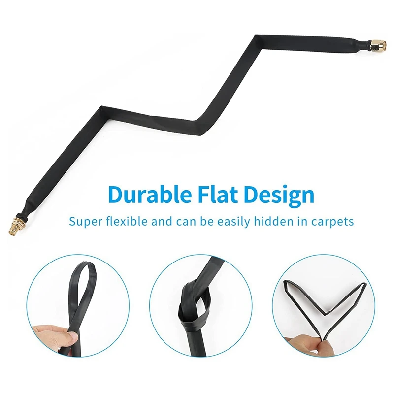 Adaptador de extensão de cabo coaxial plano para Lora WiFi, SMA macho para SMA fêmea, janela e porta, alimentação através, 4 pcs