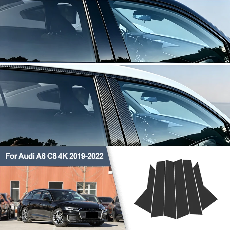 For Audi A6 C8 4K 2019-2022  B/C Pillar Post Stickers PC Window Middle Pillar Trim Decorative Car Exterior Protect Parts