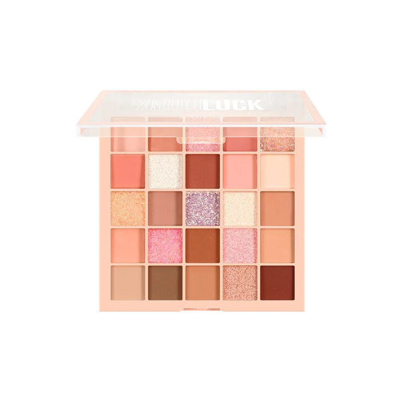 25 色ラッキーキューブアイシャドウパレット真珠光沢のあるマットビッグアースシェードオレンジブラウンパレットアイシャドウパレット