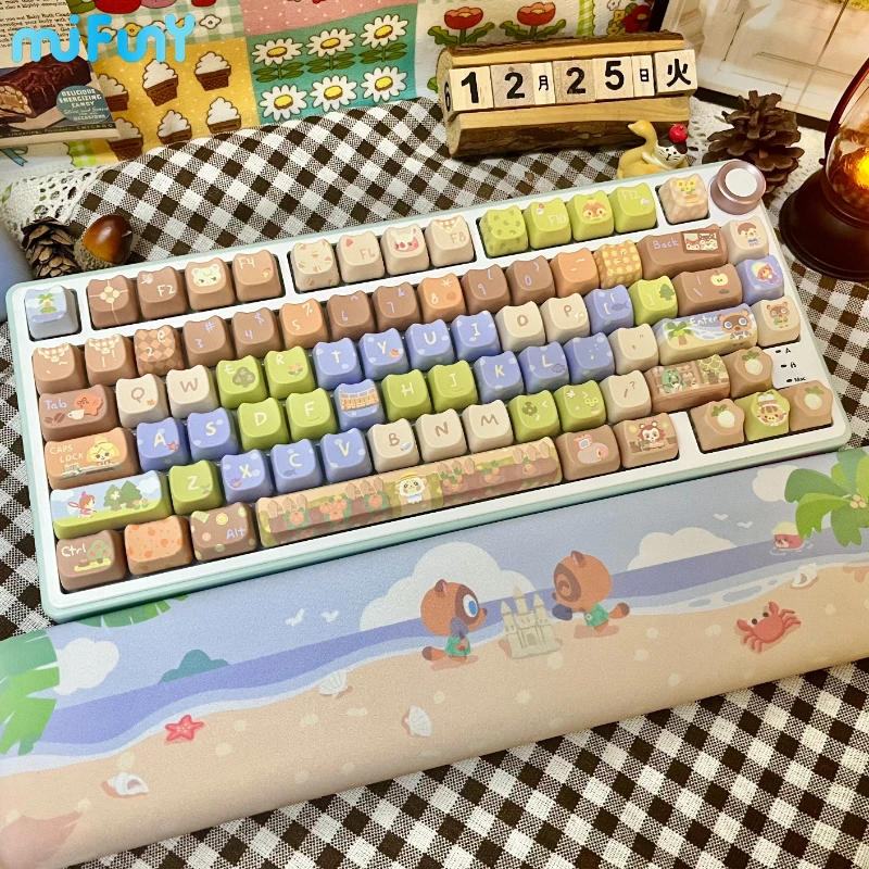 MiFuny 143 Keys Animal Keycaps Set PBT Dye Sublimation Cat Keyboard Cap MAO Profile Cute Game Key Caps Mechanical Keyboards Gift