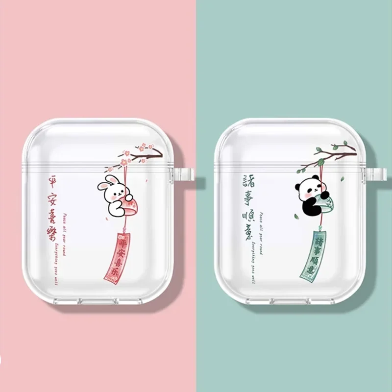 

Cute Panda Bunny Clear Cases for Airpods Pro 3 2 1 Earphone Shell Wireless Bluetooth Charging Box for Apple Airpod 3 Covers Skin