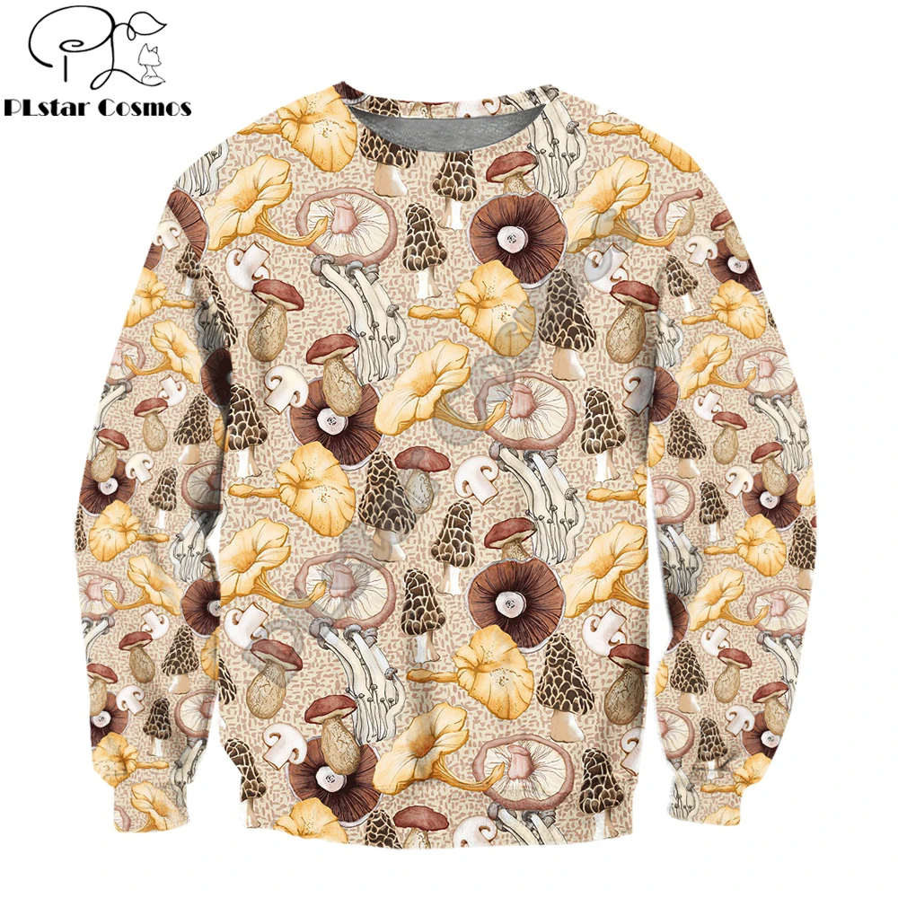 الصالحة للأكل الفطر نمط ثلاثية الأبعاد في جميع أنحاء أغطية رأس مطبوعة سستة هوديس النساء للرجال بلوزة كاجوال سوداديرا دي هومبر MT-01