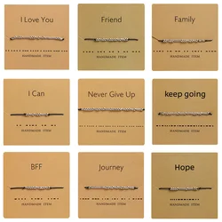Handmade Morse Code Beads Adjustable Black String Bracelet With I Love You Lettering Cardboard Creative Charm Jewelry For Lover