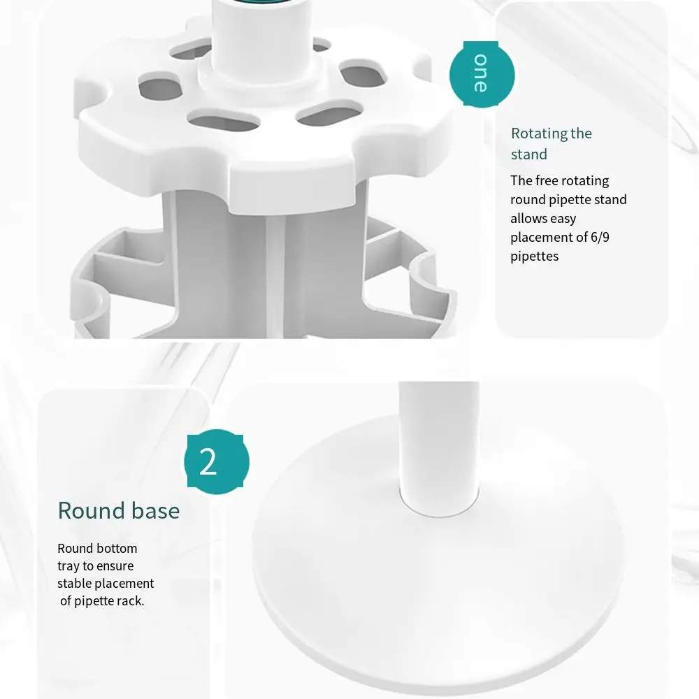 3/6/9 Position Laboratory Pipette Rack Universal 360 Degree Rotation Trapezoid Pipette Stander Save Space Stabilize