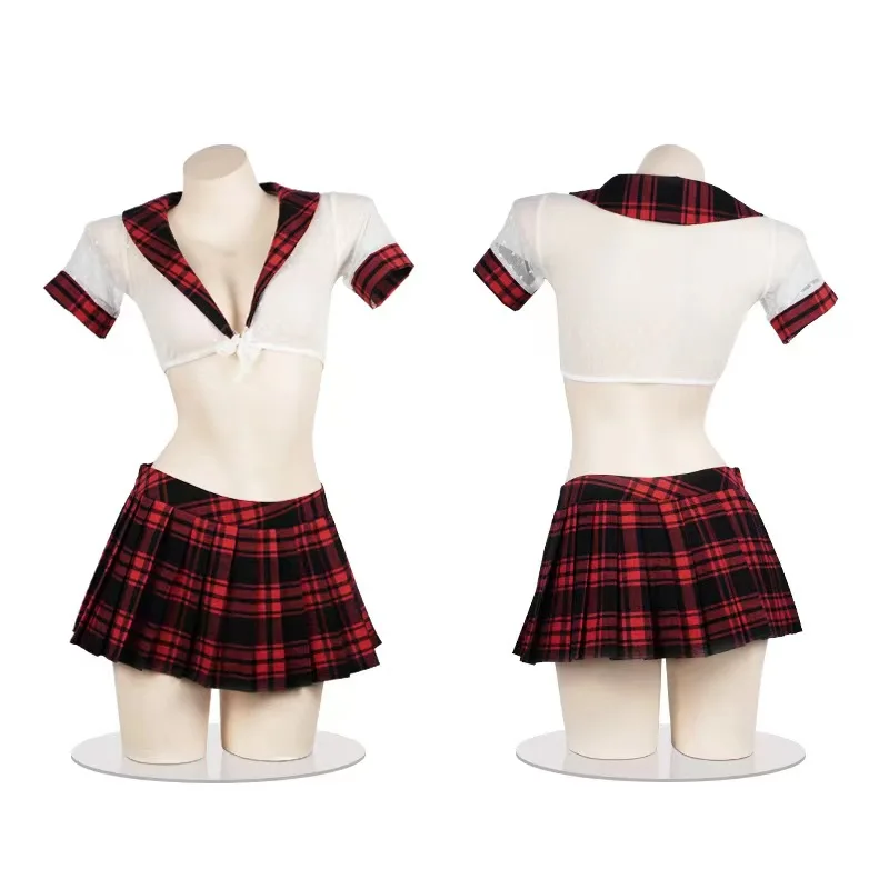 Schoolgirl Costumes Sexy Exotic Costumes Role Play Uniform Naughty Lingerie Plaid Night Women Roleplay Sex Cosplay Clothing