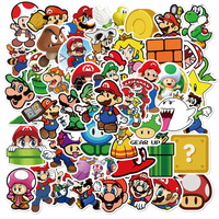 50pcs Anime Cartoon Sticker Super Mario Bros Game Skateboard Bicycle Guitar Book Laptop Phone Motorcycle Waterproof Kids Sticker