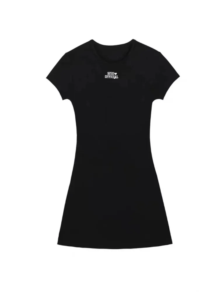 Milan Sle Couple correspondant été ort Sve t-shirt femmes Dr décontracté Version coréenne Polyester fibre a-ligne jupe