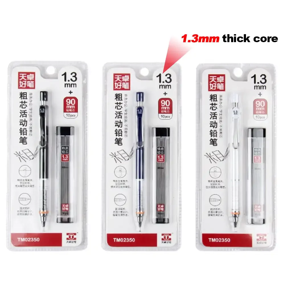 1.3mm Automatic Pencil Classic Machanical Pencil with Lead Set Plastic Writing Drawing Tools Stationery School Office Supplies