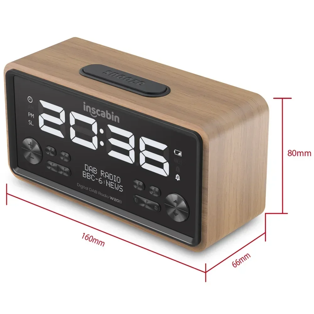 Bluetooth Speakers Boom Box DC Home Desktop Bedroom Radio With LCD Display Alarm Clock Inscabin W20B DAB/FM Digital Radio Double