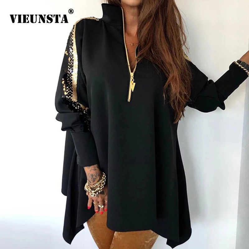 2023 Spring Sequin Long Sleeve Party Dress Women New Zip Up V-neck Mini Dress Autumn Patchwork Elegant Office Lady Dress Vestido