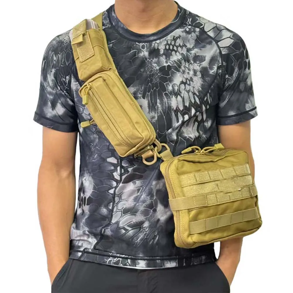 حقيبة الصدر التكتيكية الحقيبة الرجالية الادسنس متعددة الوظائف قابل للتعديل الكتف Crossbody حزمة للصيد في الهواء الطلق التخييم المشي لمسافات طويلة