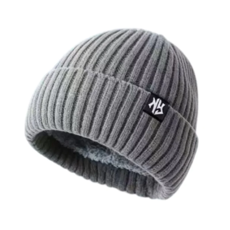 Letter NY Winter Knitted Beanie Hat for Men Women Fleece Lined Ear Flap Slouch Hat Windproof Warm Outdoor Cold Resistant Cap