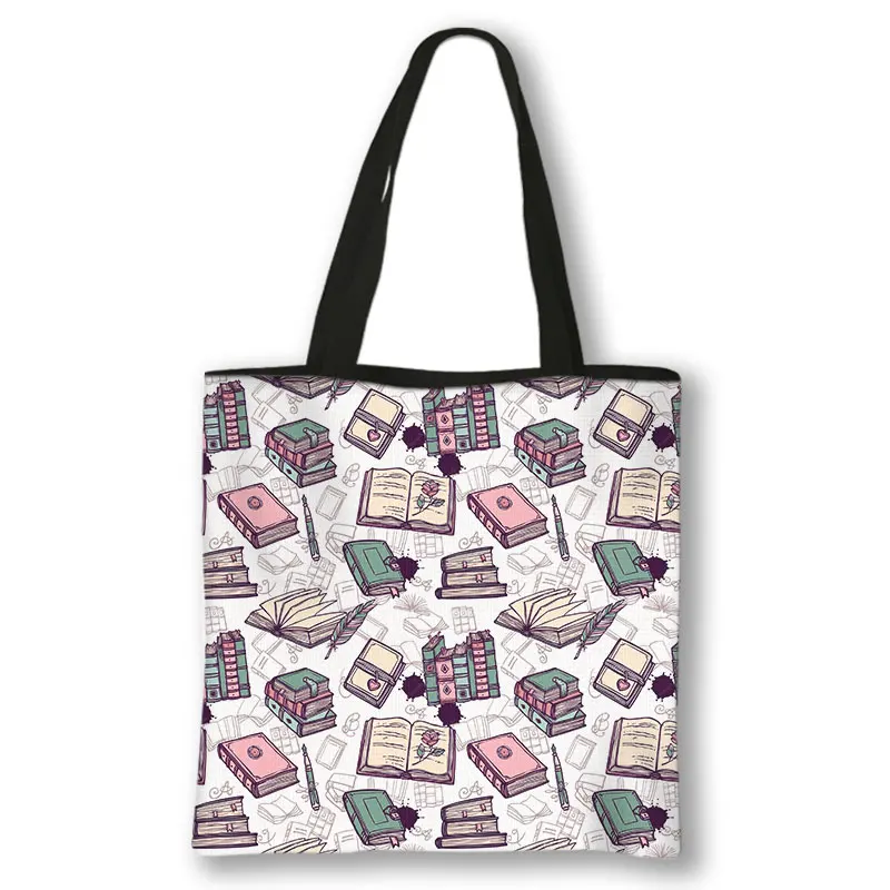 Librarian Books Lover Print Handbag I Have No Shelf Control Canvas Shopper Bag Large Capacity Bags Ladies Reusable Tote Gift