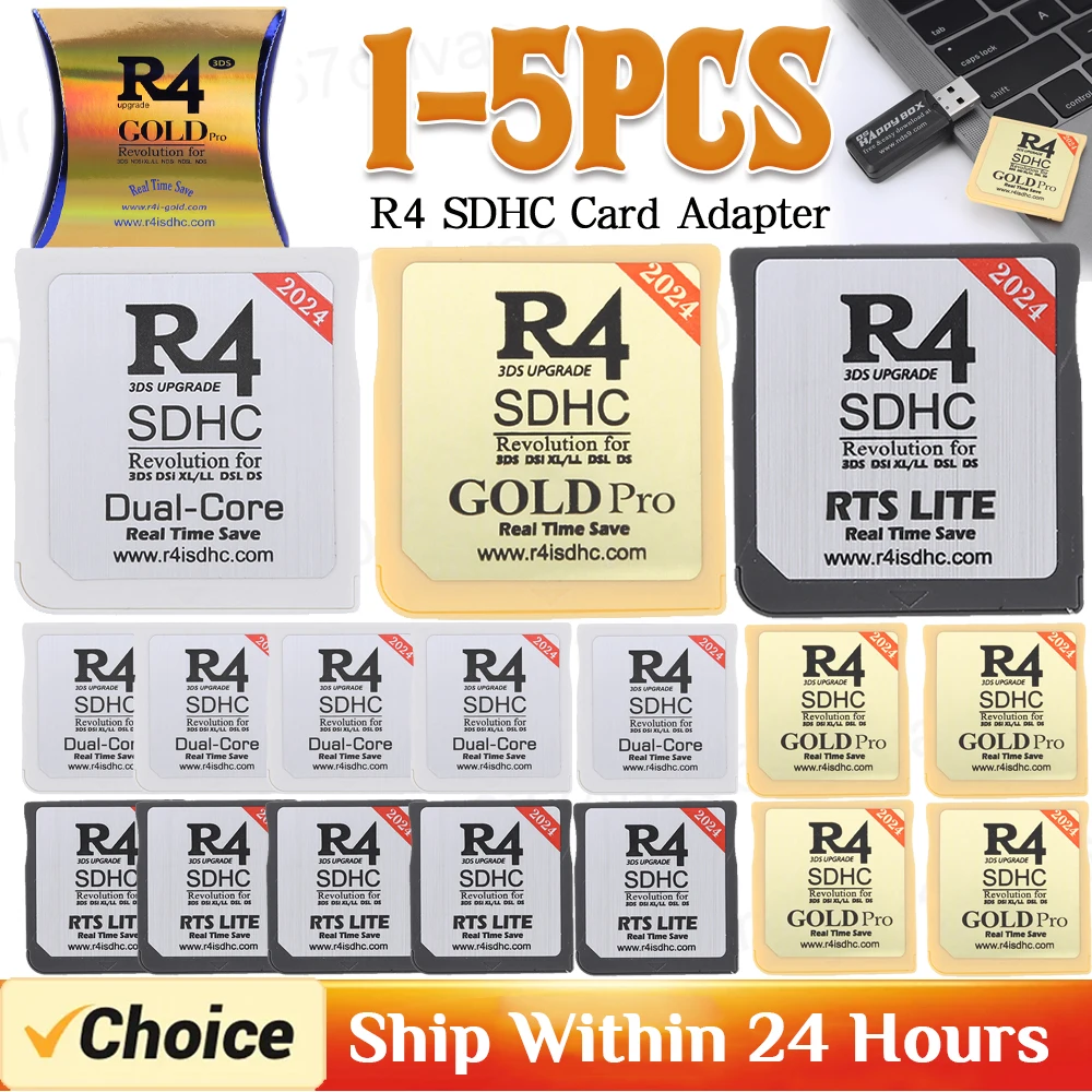 Newest 2024 R4 Card Adapter R4I SDHC Adapter Secure Game Flashcard Burning Cards Fits For NDS 3DS DSL XL/LL Digital Memory Card 