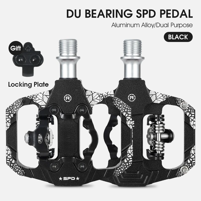 

2 in 1 Bike Pedals Aluminum SPD Cleat Included Anti Slip Sealed Bearing MTB Road Cycling Lock Flat Pedals Bicycle Accessories