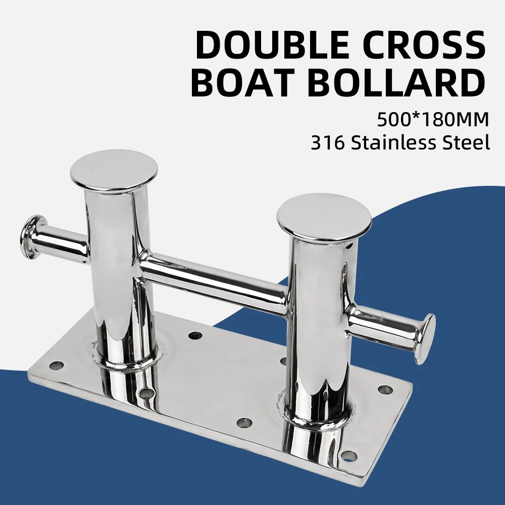 

Heavy Duty 500*178mm Marine Double Cross Boat Bollard 316 Stainless Steel Mooring Bitt Boat Accessories