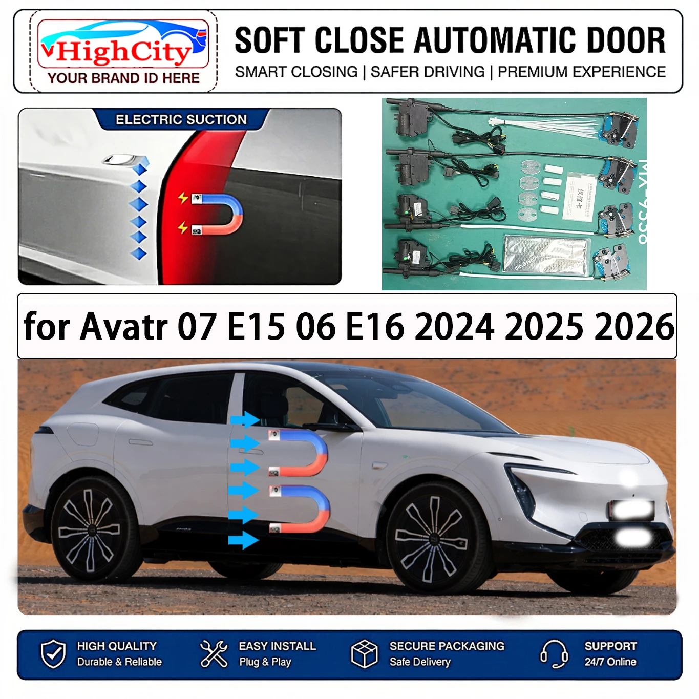 for Avatr 07 E15 06 E16 2024-2026 Electric Suction Soft Close Door Kit Smart Anti Pinch Auto Cinch Latch System No Slam Silent