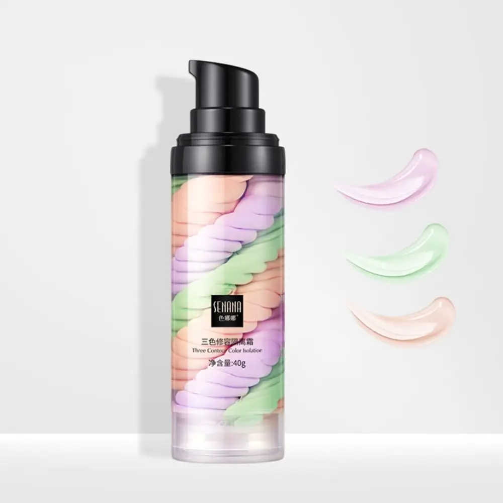 Einfach zu verwendende, langlebige, wasserfeste, dreifarbige Isolationscreme, Make-up-Grundierung, Gesichtsgrundierung, Make-up-Ölkontroll-Concealer