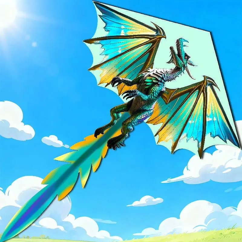 TH Chinese Dragon Kite Upgraded Hot Cut Craft Cartoon Kite Suitable For Beginners With 100m Kite String Outdoor Flying Toy view 2